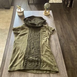 An cow neck sweater, stark green and swap green.